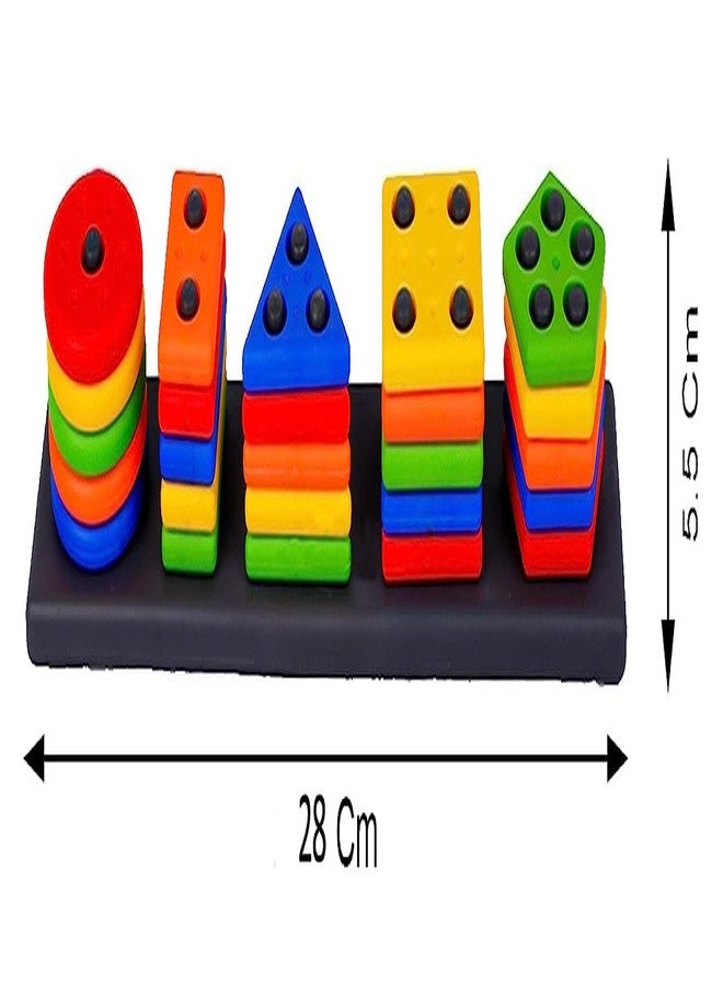 Samip Geometric Stacker Shape Sorter Blocks,Educational Intelligence Early Learning Column Puzzle Stacking Toy Set for Todder Kids Boys & Girls, Multicolor - Image 2